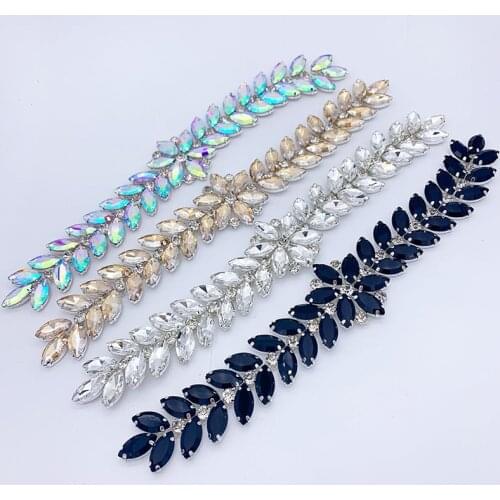 Crystal AB Long Rhinestone Applique Glass Sew on Rhinestone Chain For Dress Belt Hair Accessories Decoration