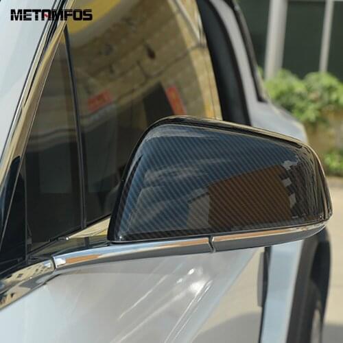 For Tesla Model X 2016-2018 2019 Rearview Side View Door Mirror Cover Trim Carbon Fiber Decoration Cap Exterior Car Accessories