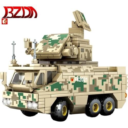 BZDA City Classic Car Building Blocks high-tech Assemble Military 17A Anti-Aircraft Missiles System Cars Model Truck Toys