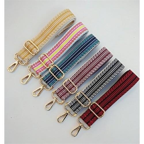 Fashion Luxury Widened Shoulder Straps Diagonally Single Shoulder Womens Bag Straps Ethnic Style Belt Contrast Stripe Bag Strap