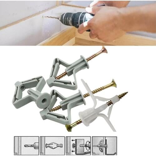 100pcs Plastic Anchors Kit with Self Drilling Screw Curtain Gypsum Board Hollow Wall Pipe Plug Expansion Anchor Bolt Accessories