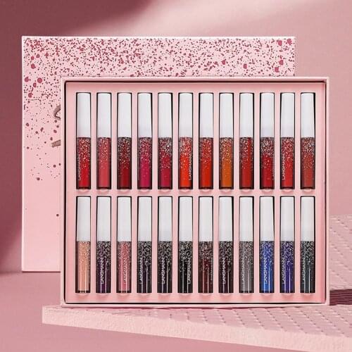 Makeup Lipstick Kit 24 Colors Velvet Matte Liquid Lipstick Set Waterproof Long Lasting Non-Stick Cup No Fade Lip Gloss Set