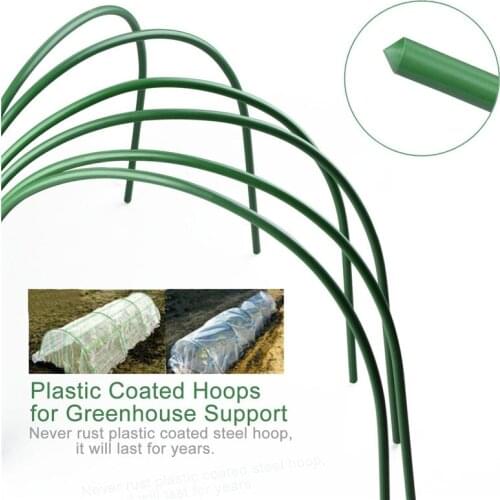 6pcs Steel With Plastic Coated Hoops Greenhouse Hoops For Plant Cover Support Grow Tunnel Plant Stent For Garden Fabric Supplies