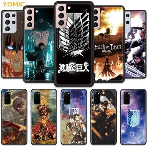 Attack On Titan Case for Samsung Galaxy S20 FE S21 Note 20 Ultra S10 10 Lite S9 Plus S8 S10e TPU Black Phone Cover Coque