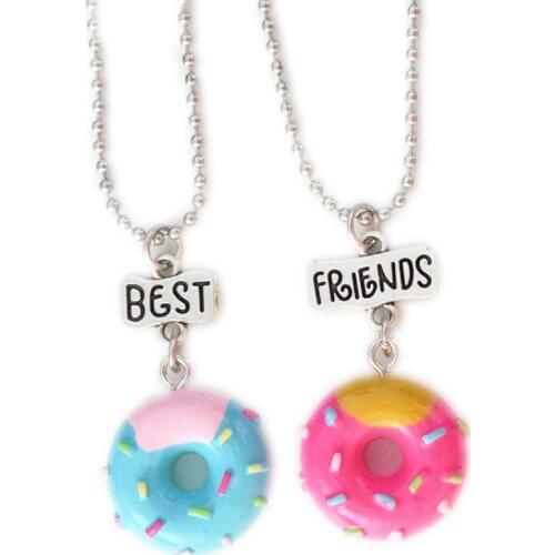 Simulation Donuts Food bff Pendant Necklace Children Best Friends Couple Girls Friendship Jewelry Birthday Gift
