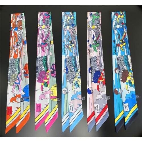 "WOW" 100% Silk Scarf Brand Design Bag Scarves Women Fashion Neckerchief Scarf For Ladies Hair Accessories Foulard Headbands