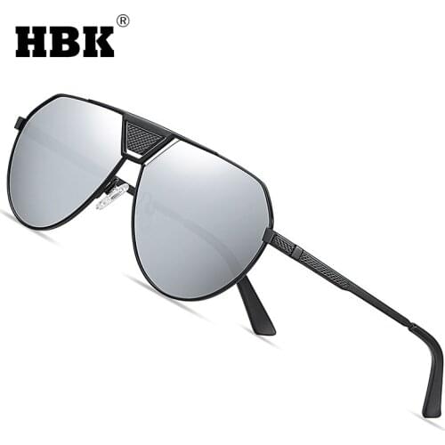 HBK New Metal Big Polarized Sunglasses Hollowed Retro Mens Sun Glasses Trendy Driving Goggles UV400 High Quality Zonnebril