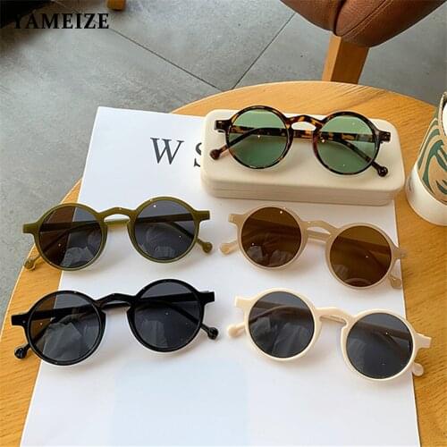 YAMEIZE Fashion Vintage Round Sunglasses Men Brand Designer Retro Mens Round Glasses Fishing Driving Eyewear Gafas De Sol Unisex