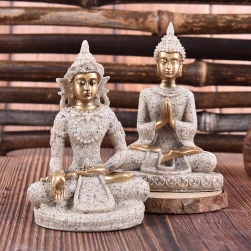 Fengshui Figurine Home Decor Resin Sitting Miniature Home Decor Buddha Statues Sandstone Thailand Buddha Sculpture