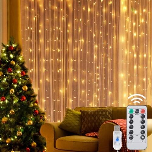 3M LED Garland Curtain Fairy Lights Garland on The Window USB Remote Control Festoon Led Light Christmas Decoration For home