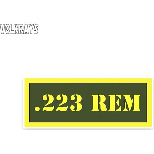 Volkrays Personality Car Sticker Yellow .223 Rem Ammo Accessories Reflective Waterproof High Quality PVC Decal,3cm*11cm