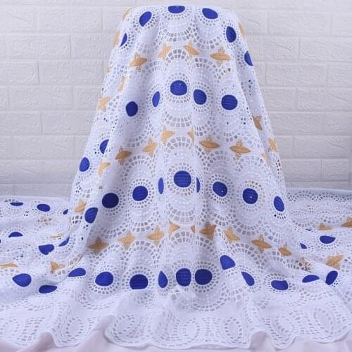 Zhenguiru 100% Cotton High Quality African Lace Fabric Embroidered Swiss Lace Bright Diamond Nigerian Fabric For Wedding A1923
