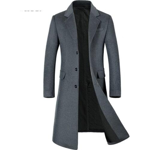 High-Quality Woolen Overcoat Long Parka Men Long Wool Coat Thicken Mens Trench Coat Mens Cashmere Coat