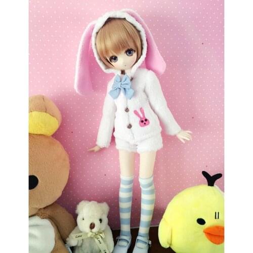 [wamami] 4pcs White Cute Bunny Coat/Shorts/Socks/Bow-Knot For 1/6 SD DOD Dollfie