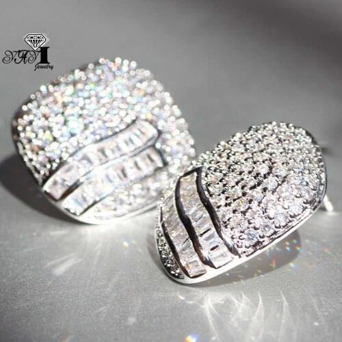 YaYI Jewelry Fashion Princess Cut White Natural Cubic Zirconia Silver Color Wedding Party Lover Wear Ear Stud Precious Earrings