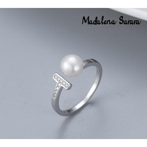 MADALENA SARARA AAA 9-10mm Freshwater Pearl S925 Sterling Silver T Alphabet Style Customizable MD-SP1015