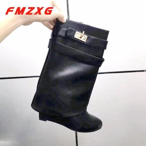 Women Wedge Booties Boots Fashion Thick Heel Boot Famous Designer Winter Brand Short Boots Women Booties Heels High Sexy Boots