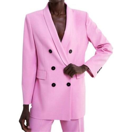 Pink Business Pant Suits for Women Plus Size Ladies Single Breasted Blazer+Pants for Work Pantsuit for Wedding Party Custom Made
