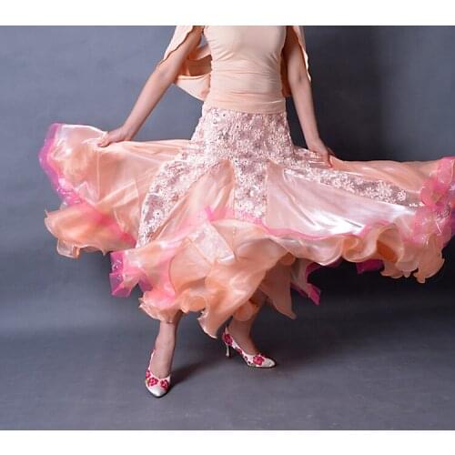 New style Ballroom dance costumes sexy spandex embroidery ballroom dance skirt for women ballroom dance skirts S-4XL