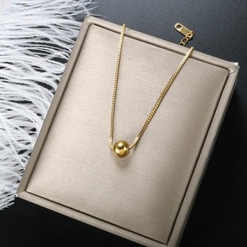 ZMFashion Round Ball Pendant Women Necklace Trendy Stainless Steel Bead Clavicle Chains Aesthetic Choker Fine Jewelry Gifts