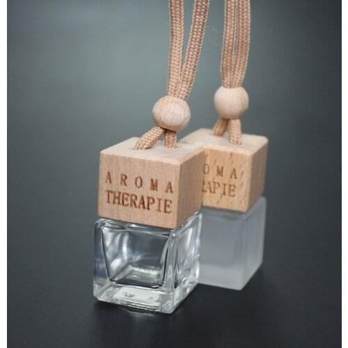 10pcs 6ml Frosted Glass Perfume Bottle Car Perfume Bottle Hangings Pendant Scent Bottle with Wood Cover