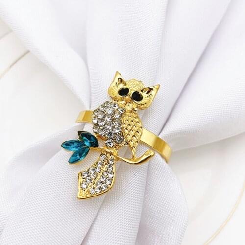12PCS Hotel Owl Napkin Button Halloween Napkin Ring Table Cloth Ring