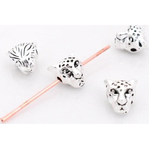 15pcs 10x9x7mm Antique Silver Plated Leopard Charm Pendant Beads DIY Handmade Jewelry Accessories