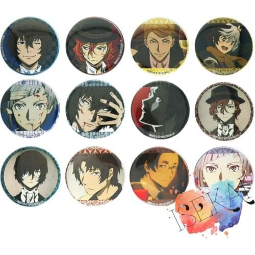 50mm Bungo Stray Dogs Anime Badge Movie Ver. Atsushi Nakajima Dazai Osamu Kyusaku Yumeno Sakaguchi Ango Badge Brooch Pins