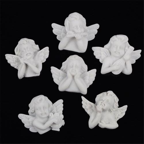 6pc White Flat back Cabochons for Phone Decoration Scrapbooking DIY Child Baroque style angel accessories Jewelry DIY Accessries
