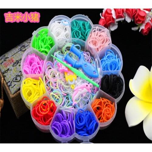 800pcs 12color Loom Bands Toys for Children Girl Gift DIY Elastic Rubber Band for Weaving Lacing Bracelets Kid Toy Set 2019 New
