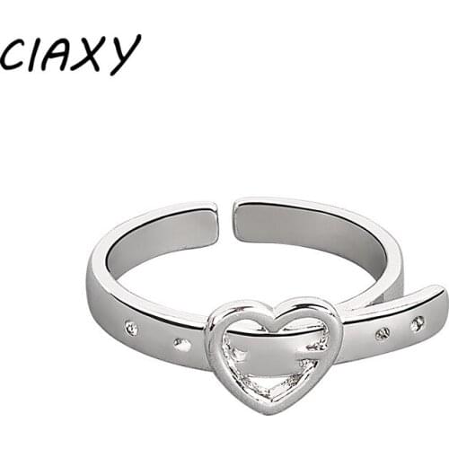 CIAXY 925 Sterling Silver Gothic Design Belt Heart Rings for Women Girl Rock Vintage Open Ring Creativity Gift Party Jewelry