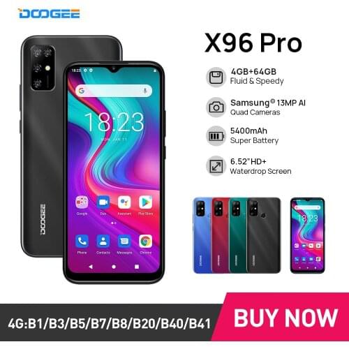 DOOGEE X96 Pro Android 11 Cellphones 4GB RAM 64GB ROM Octa Core 13MP Quad Camera Smartphones Mobile Phone 5400mAh 2021 New