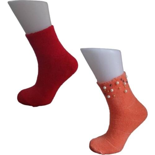Edwol Women With Pearls and Straight Dual Towel Socket Socks