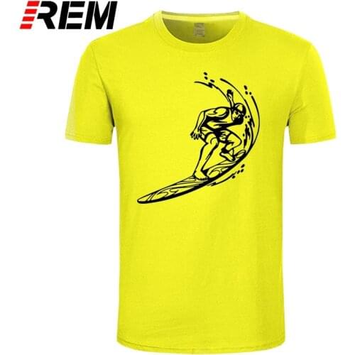 REM Mens Cotton T Shirts Streetwear Surfboard Mens Raglan Sleeve Clothes T-shirts Surffing T Shirts Casual Top Tees