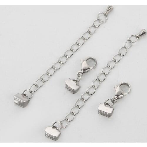 6-25mm Stainless Steel End Chain With Lobster Clasp Horse Clasp Water Drop Bracelet Extension Tail Chain For Jewelry Making DIY