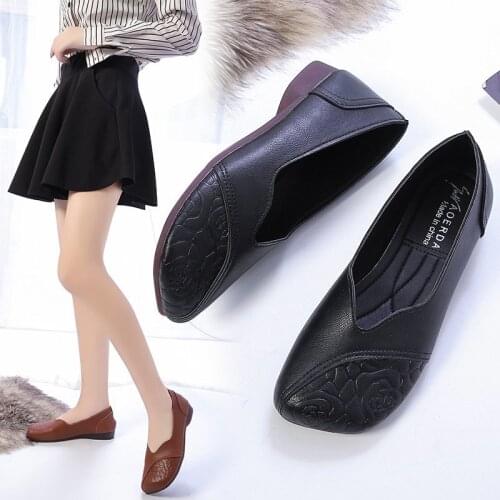 LLOGAI Fashionable spring 2021 pure color light mouth round toe ladies casual shoes