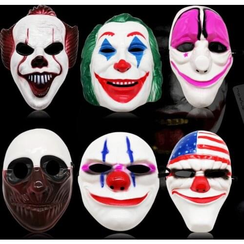 Movie Joker Arthur Fleck Cosplay Mask Clown Masquerade Cosplay Stephen King Chapter One Two Clown Masks Halloween Scary Masks