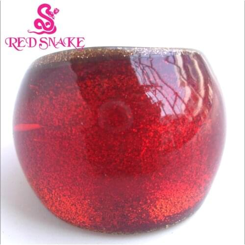 RED SNAKE Fashion Ring Handmade Gold sand bottom with Red color Murano Glass Rings