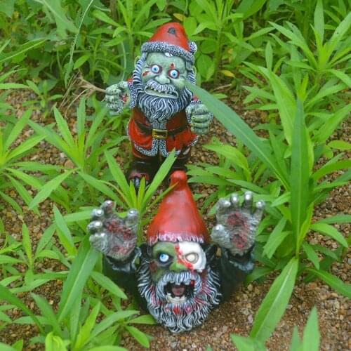 Cartoon Zombie Dwarf Statue Horror Funny Garden Figurine For Outdoor Garden Courtyard Resin Decorations Miniatures