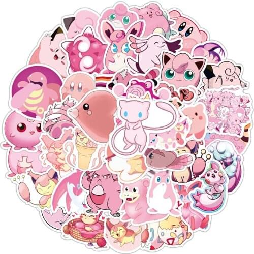 Takara Tomy Pokemon Pink Mixed Cartoon Sticker Anime Peripheral Cute Jigglypuff Personality Luggage Laptop Graffiti Sticker