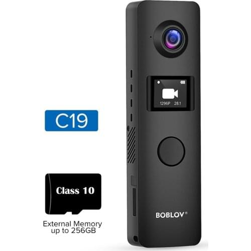 BOBLOV C19 Body Camera 1080P Mini Riding Bike Wearable Worn Cam OLED Screens 4Hours Recording DVR APP Control WIFI Mini Camera