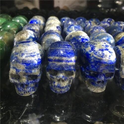 New arrivals! 1pcs drop shipping 100% natural lapis lazuli skull hand carved figurine as gift for home decoration wholesale