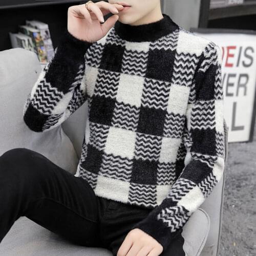 New Style for Autumn and Winter Half-Collar Sweater Mens Thicken Korean-Style Knitted Sweater Trendy Bottoming Shirt