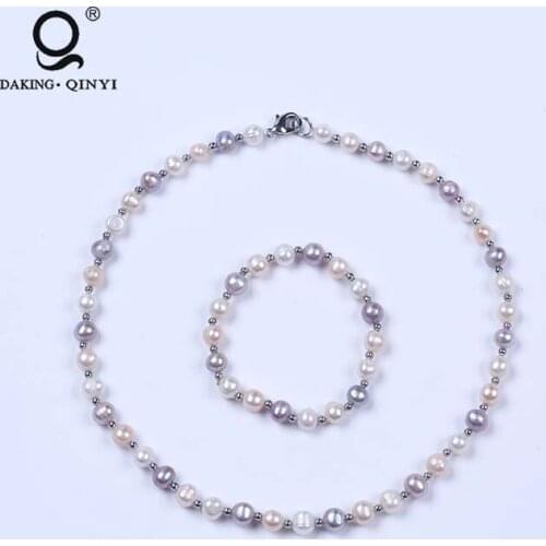 Wholesale Wedding Jewelry Sets Fashion Crystal Freshwater Pearl Bracelet Necklaces Sets