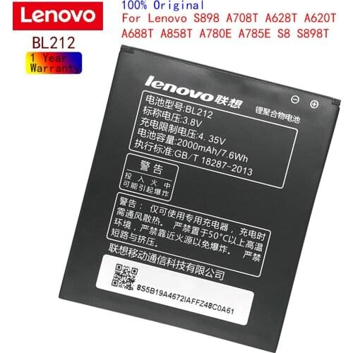 Original Lenovo BL212 Battery For Lenovo S8 A708T A628T A620T A780E A688T S898t+ Cellphone +Tracking Number