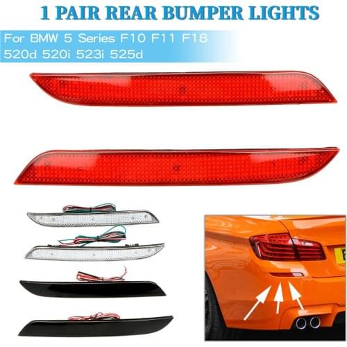 For BMW 5 Series F10 F11 F18 520d 520i 523i 525d 2 Pieces Rear Bumper Reflector Brake Lights Durable Car LED Singal Stop Lamps