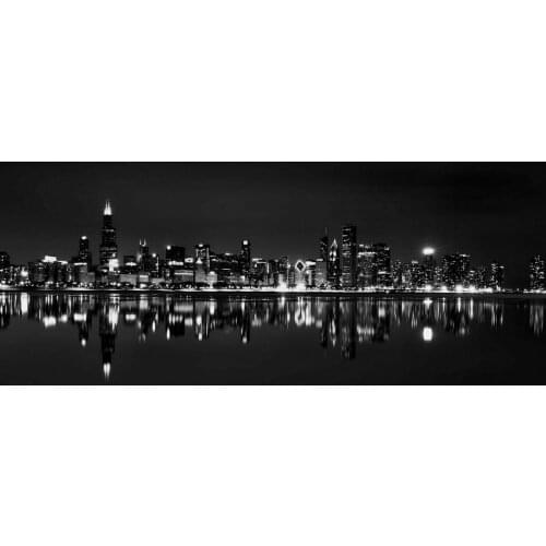 Chicago Cityscape Landscape Black & White Art Film Print Silk Poster Home Wall Decor 24x36inch
