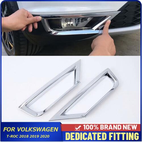 Fit For Volkswagen VW T-Roc 2018 2019 2020 ABS Chrome Car Body Front Fog Lamp Frame Cover Trims Stickers Auto Parts