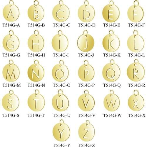 5Pcs/Lot 26 Letters From A to Z Stainless Steel DIY Pendant 12mm Diameter Initials Charm Fashion Jewelry Accessories