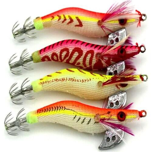 HENGJIA Fishing jig shrimp lure Wood Shrimp noctilucent Squid Jig 8CM 7.4G 2.0# craw bait crawfish bait random color